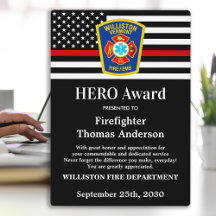 Firefighter HERO Award Thin Red Line