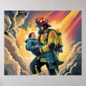 Firefighter Hero Rescue Scene Poster (Vorne)