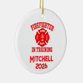 Firefighter In Training Graduation Keramik Ornament (Rechts)