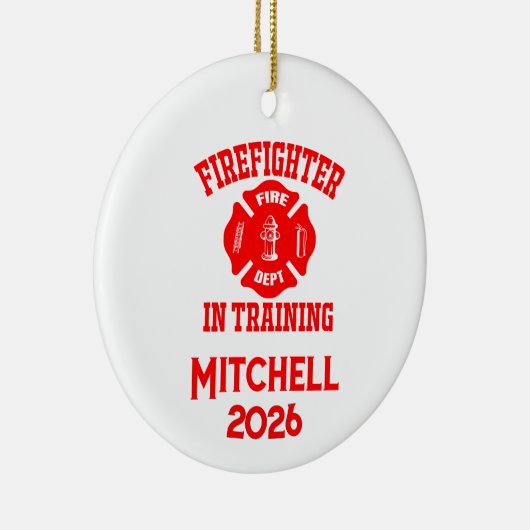 Firefighter In Training Graduation Keramik Ornament (Rechts)