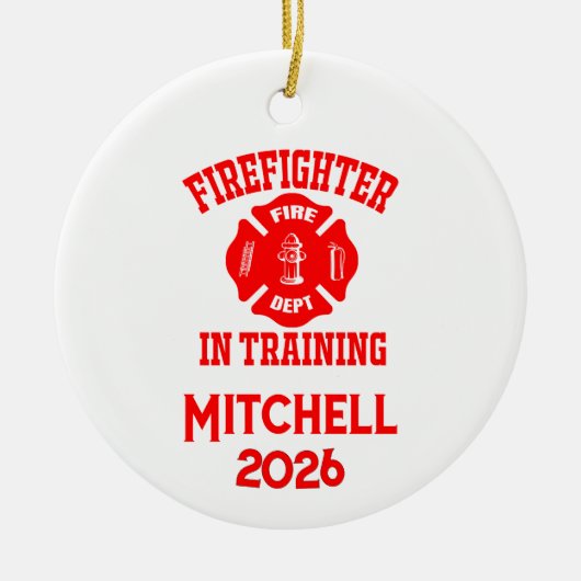 Firefighter In Training Graduation Keramik Ornament (Vorne)