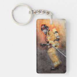 Firefighter Keychain Fireman Original Art Gift Schlüsselanhänger