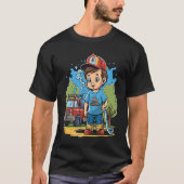 Firefighter Kids Little Fireman Fire Hose Firetruc T-Shirt (Vorderseite)