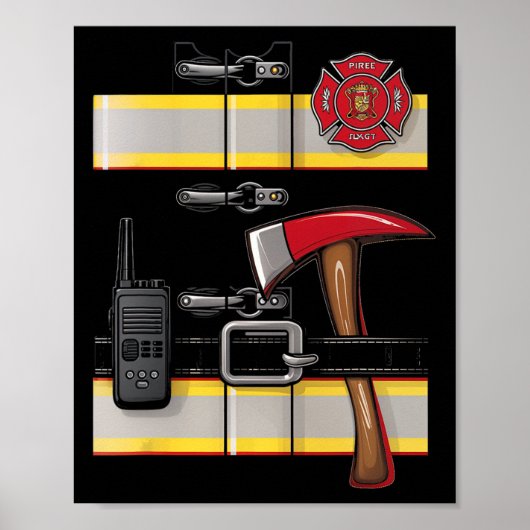 Firefighter-Kostüm Fireman Uniform Ax Radio Hall Poster (Vorne)