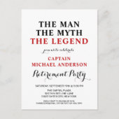 Firefighter Legend Thin Red Line Retirement Party Einladungspostkarte (Vorderseite)