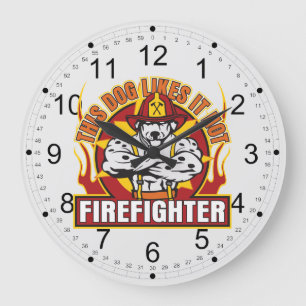 Firefighter Likes it Hot Große Wanduhr