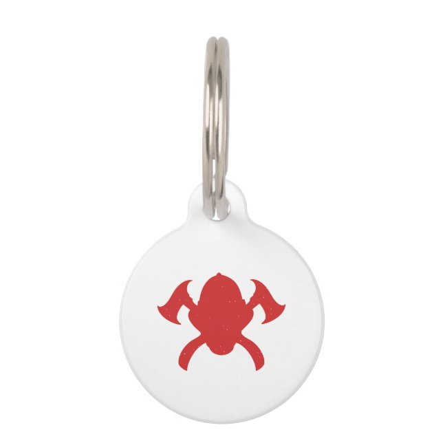 firefighter logo Red Silhouette Haustiermarke (Vorderseite)