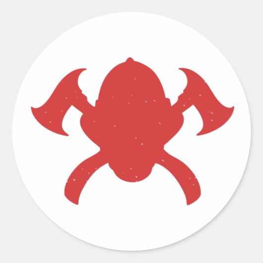 firefighter logo Red Silhouette Runder Aufkleber (Vorderseite)