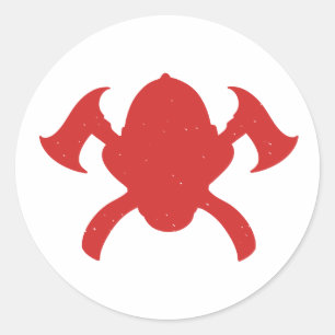 firefighter logo Red Silhouette Runder Aufkleber