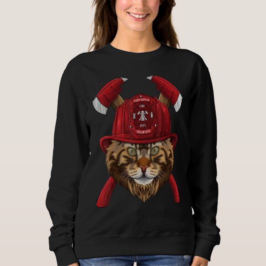 Firefighter Maine Coon Fireman Boys Kids Fire Resc Sweatshirt (Vorderseite)