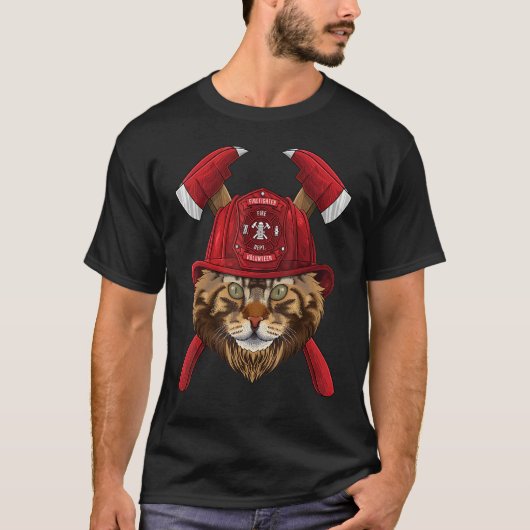 Firefighter Maine Coon Fireman Boys Kids Fire Resc T-Shirt (Vorderseite)