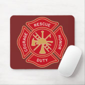 Firefighter Maltese Cross Emblem Mousepad (Mit Mouse)