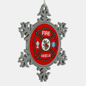 Firefighter Maltese Cross Schneeflocken Zinn-Ornament (Links)