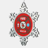 Firefighter Maltese Cross Schneeflocken Zinn-Ornament (Rechts)
