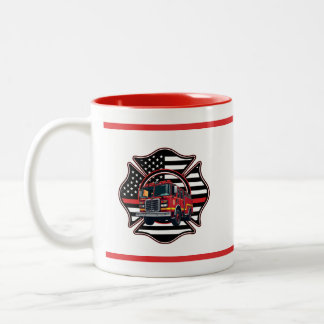 Firefighter Maltese Cross,Thin Red Line,Firetruck Zweifarbige Tasse