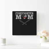 Firefighter-Mama Thin Red Line.Png Quadratische Wanduhr (Zuhause)