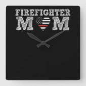 Firefighter-Mama Thin Red Line.Png Quadratische Wanduhr (Vorderseite)