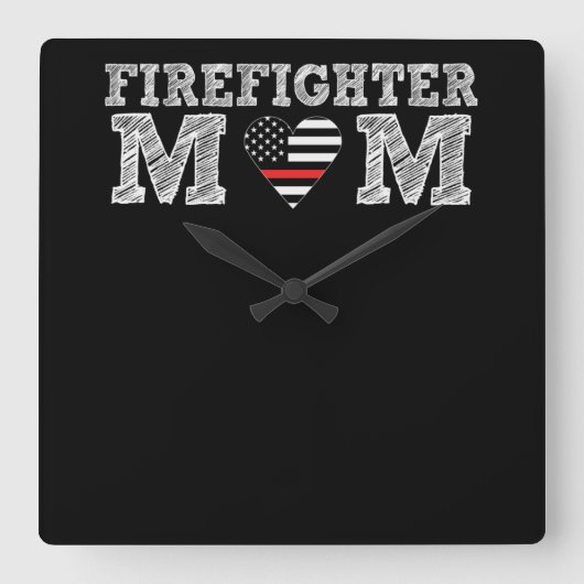 Firefighter-Mama Thin Red Line.Png Quadratische Wanduhr (Vorderseite)