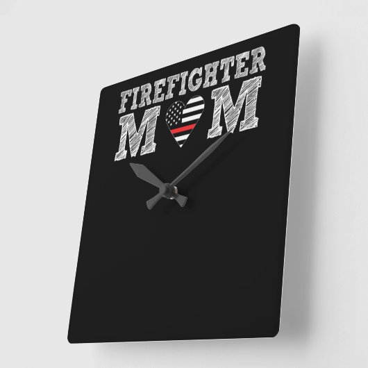 Firefighter-Mama Thin Red Line.Png Quadratische Wanduhr (Winkel)
