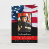 Firefighter Memorial Patriotic USA Flag Beerdigung Dankeskarte (Vorderseite)
