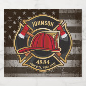 Firefighter NAME Fireman Fire Department USA Flag Bierflaschenetikett (Einzelnes Label)