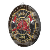 Firefighter NAME Fireman Fire Department USA Flag Dartscheibe (Vorderseite rechts)