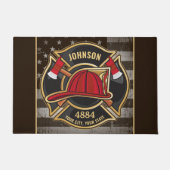 Firefighter NAME Fireman Fire Department USA Flag Fußmatte (Vorderseite)