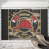Firefighter NAME Fireman Fire Department USA Flag Fußmatte