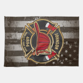 Firefighter NAME Fireman Fire Department USA Flag Geschirrtuch (Horizontal)