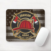 Firefighter NAME Fireman Fire Department USA Flag Mousepad (Mit Mouse)