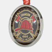 Firefighter NAME Fireman Fire Department USA Flag Ornament Aus Metall (Links)