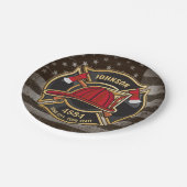 Firefighter NAME Fireman Fire Department USA Flag Pappteller (Schrägansicht)