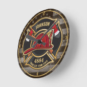 Firefighter NAME Fireman Fire Department USA Flag Runde Wanduhr (Winkel)
