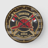 Firefighter NAME Fireman Fire Department USA Flag Runde Wanduhr (Vorderseite)
