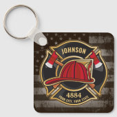 Firefighter NAME Fireman Fire Department USA Flag Schlüsselanhänger (Vorderseite)