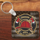 Firefighter NAME Fireman Fire Department USA Flag Schlüsselanhänger (Vorderseite)