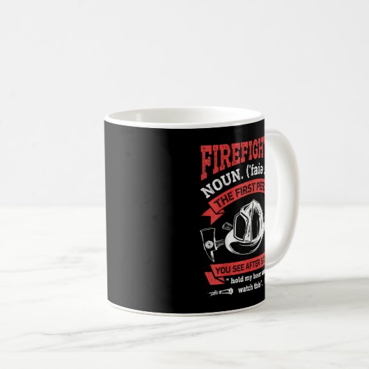 Firefighter Noun Definition Funny Firemen Firefigh Kaffeetasse (VorderseiteRechts)