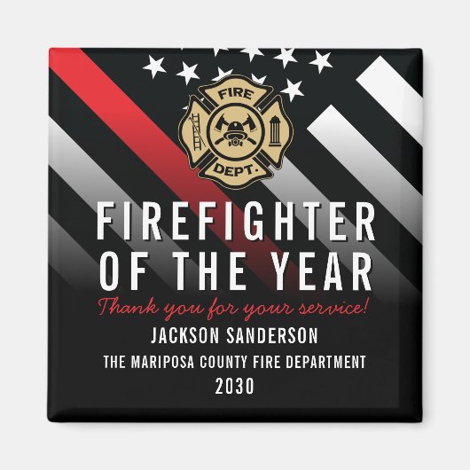 Firefighter of the Year Badge Logo Employee Magnet (Vorne)