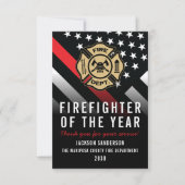 Firefighter of the Year Employee Logo Red Line Karte (Vorderseite)