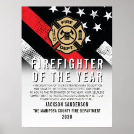 Firefighter of the Year Employee Recognition Logo Poster