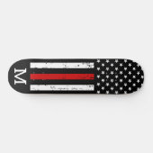 Firefighter Personalisiert Monogram Thin Red Line Skateboard (Horizontal)