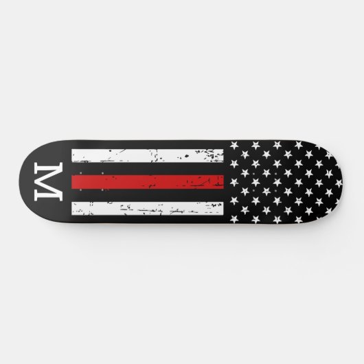 Firefighter Personalisiert Monogram Thin Red Line Skateboard (Horizontal)