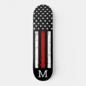 Firefighter Personalisiert Monogram Thin Red Line Skateboard (Vorderseite)