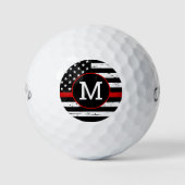 Firefighter Personalisiert Thin Red Line Monogram Golfball (Vorderseite)