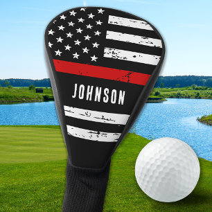 Firefighter Personalisierte USA Flag Thin Red Line Golf Headcover