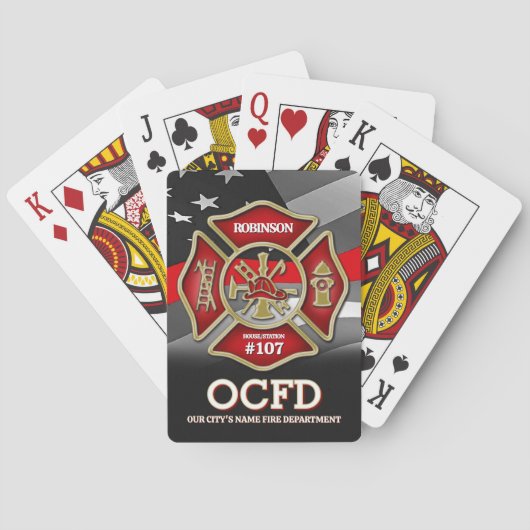 Firefighter Personalized Playing Cards Spielkarten (Rückseite)