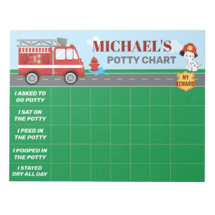 Firefighter Potty Chart Personalisierte Namen und  Notizblock