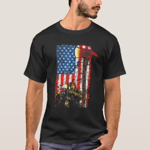 Firefighter Red Ax gestört Fireman American Fl T-Shirt