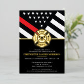 Firefighter Red Line Flag Fireman Abschluss Folieneinladung (Stehend vorne)