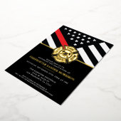 Firefighter Red Line Flag Fireman Abschluss Folieneinladung (Gedreht)